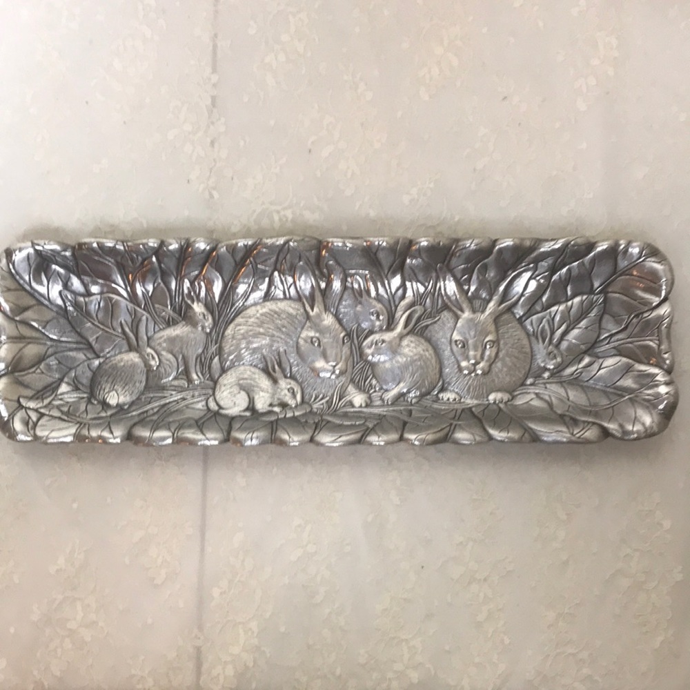 Arthur Court Serving Tray Rabbit Family